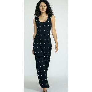 Ciao Lucia Diletta Embroidered Black Floral Slip Dress Women's L Boho Cottage